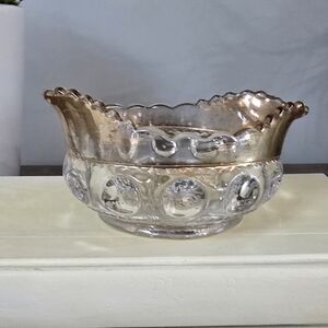 1074 Leaded Crystal Glass Star Bottom Thumbprint Serving Candy Sugar Gold Trim